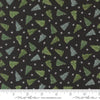 Image of the Winter Friends Trees Charcoal Black quilting cotton fabric by Moda Fabrics. Features trees on a black background. Cute Little Fabric Shop