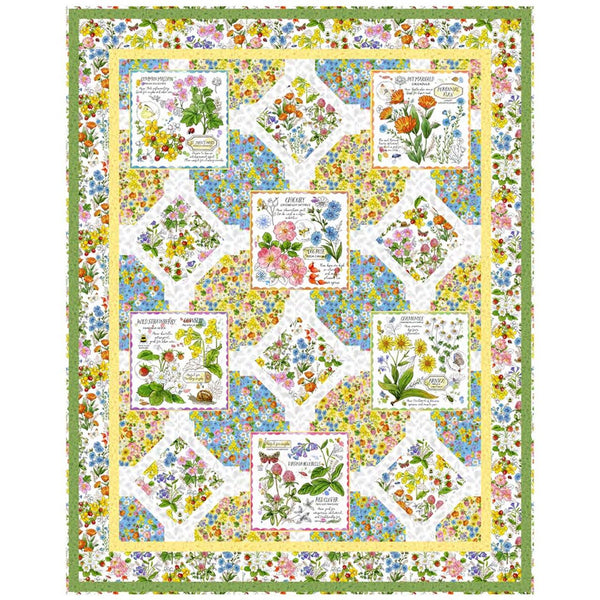 SALE Wildflower Garden Digital QUILT Top by Sue Harvey Quilt Design - Healing Garden - QT Fabrics - Digital Quilt Top - Quilting Cotton