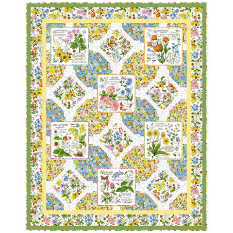 SALE Wildflower Garden Digital QUILT Top by Sue Harvey Quilt Design - Healing Garden - QT Fabrics - Digital Quilt Top - Quilting Cotton