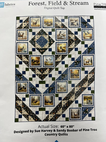Around the Corner Digital QUILT TOP by Sue Harvey Quilt Design - Forest, Field & Stream - QT Fabric - Digital Quilt Top - Quilting Cotton