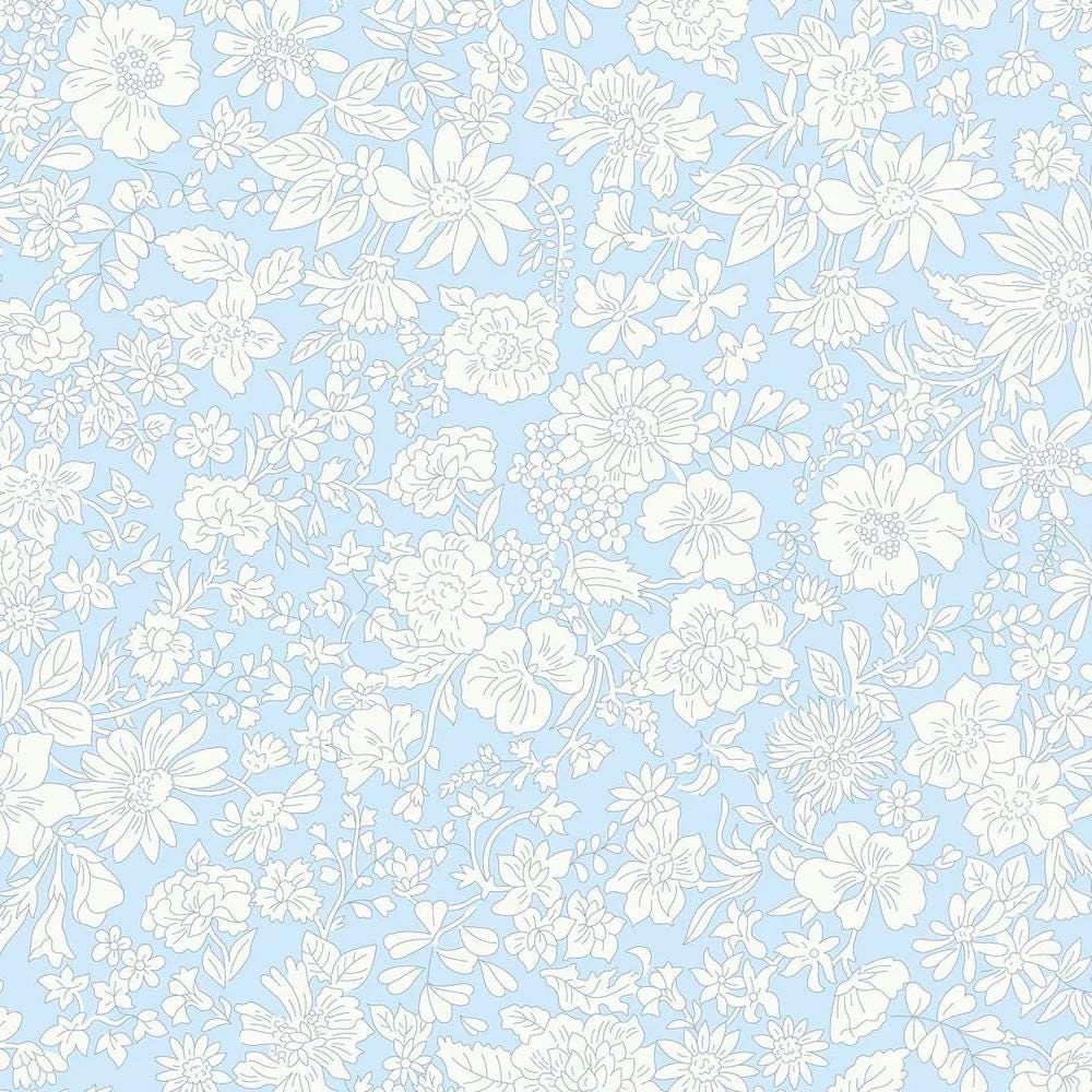 1 yard 4" - Liberty Wide-Width Emily Blossom Pale Sky A WIDE BACK 0166W7409A - Riley Blake - 107/108" Wide - Quilting Cotton Fabric