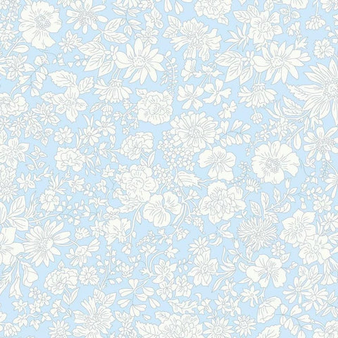 1 yard 4" - Liberty Wide-Width Emily Blossom Pale Sky A WIDE BACK 0166W7409A - Riley Blake - 107/108" Wide - Quilting Cotton Fabric