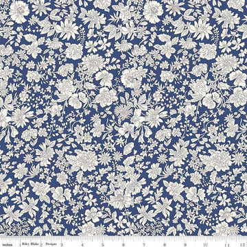 2 yard 2" End of Bolt - SALE Liberty Emily Blossom Sapphire A WIDE BACK 0166W7414A - Riley Blake - 107/108" Wide - Quilting Cotton Fabric