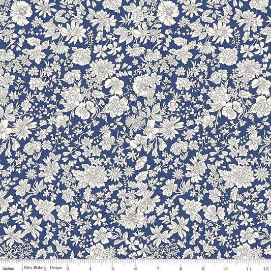 2 yard 2" End of Bolt - SALE Liberty Emily Blossom Sapphire A WIDE BACK 0166W7414A - Riley Blake - 107/108" Wide - Quilting Cotton Fabric