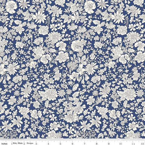 3 yard cut - Liberty Wide-Width Emily Blossom Sapphire A WIDE BACK 0166W7414A - Riley Blake - 107/108" Wide - Quilting Cotton Fabric