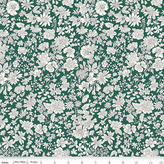 1yd 14" End of Bolt-SALE Liberty Wide-Width Emily Blossom Evergreen A WIDE BACK 0166W7413A-Riley Blake-107/108" Wide -Quilting Cotton Fabric