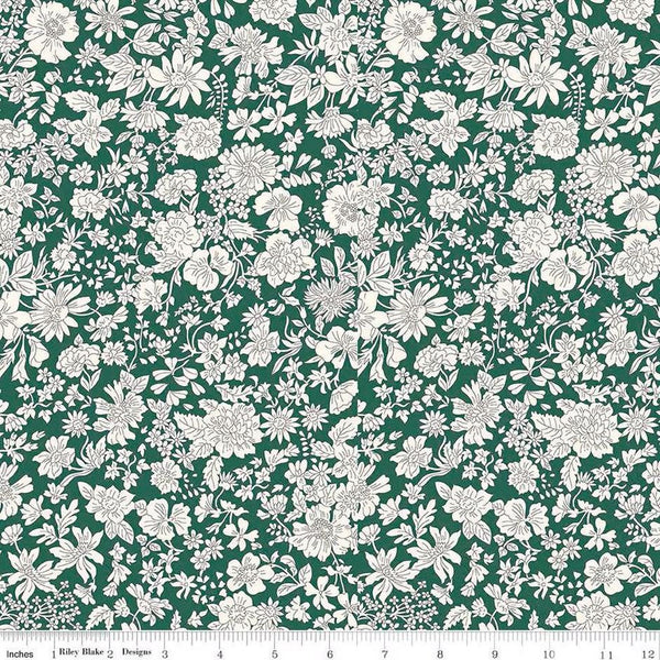 3 yard cut - Liberty Wide-Width Emily Blossom Evergreen A WIDE BACK 0166W7413A - Riley Blake - 107/108" Wide - Quilting Cotton Fabric