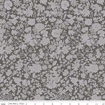 1yd 21" End of Bolt - SALE Liberty Wide-Width Emily Blossom Charcoal A WIDEBACK 0166W7415A - Riley Blake - 108" - Quilting Cotton Fabric
