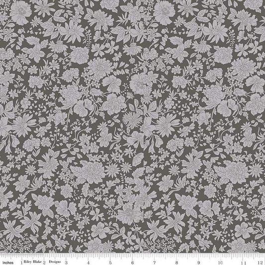1yd 21" End of Bolt - SALE Liberty Wide-Width Emily Blossom Charcoal A WIDEBACK 0166W7415A - Riley Blake - 108" - Quilting Cotton Fabric
