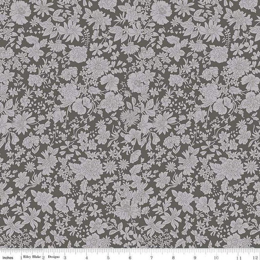 1yd 21" End of Bolt - SALE Liberty Wide-Width Emily Blossom Charcoal A WIDEBACK 0166W7415A - Riley Blake - 108" - Quilting Cotton Fabric