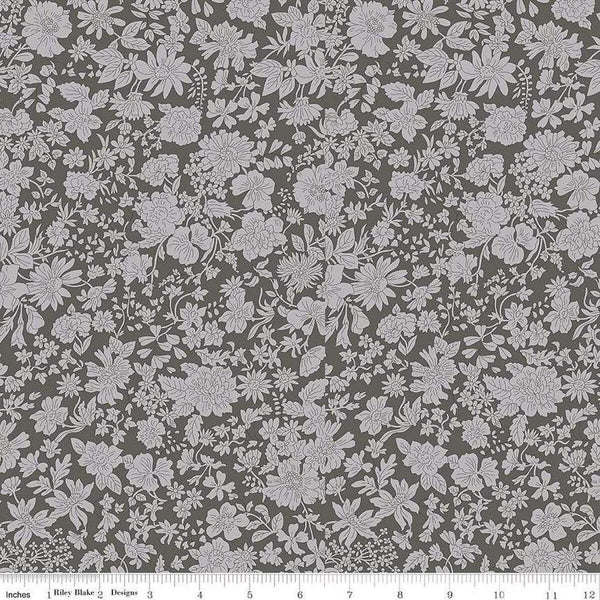 3 yard cut - Liberty Wide-Width Emily Blossom Charcoal A WIDE BACK 0166W7415A - Riley Blake - 107/108" Wide - Quilting Cotton Fabric