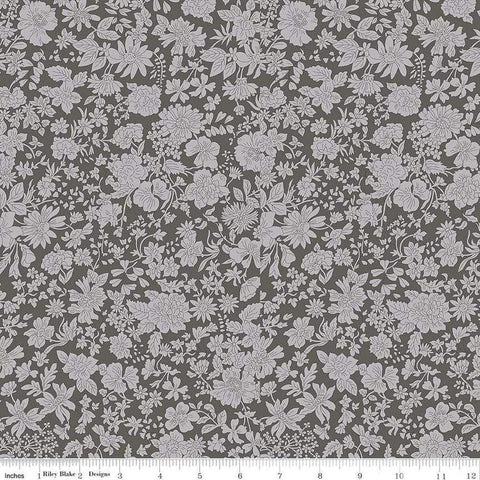 3 yard cut - Liberty Wide-Width Emily Blossom Charcoal A WIDE BACK 0166W7415A - Riley Blake - 107/108" Wide - Quilting Cotton Fabric