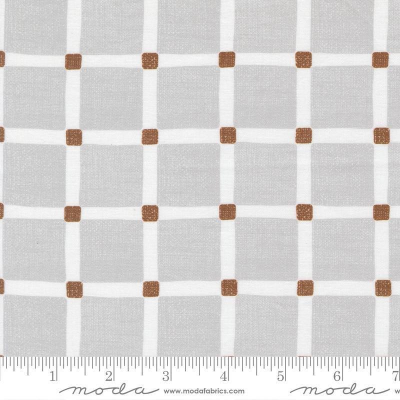 Image of the For My Boys Henry Checks Silver quilting cotton fabric by Amy Schelle for Moda Fabrics. Features grid on a gray background. Cute Little Fabric Shop.