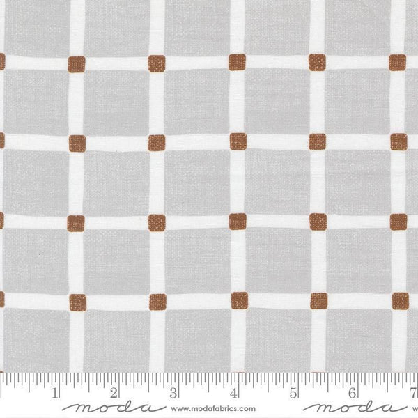 Image of the For My Boys Henry Checks Silver quilting cotton fabric by Amy Schelle for Moda Fabrics. Features grid on a gray background. Cute Little Fabric Shop.