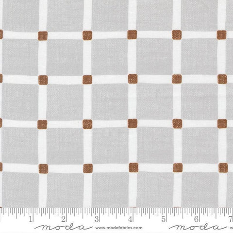 Image of the For My Boys Henry Checks Silver quilting cotton fabric by Amy Schelle for Moda Fabrics. Features grid on a gray background. Cute Little Fabric Shop.