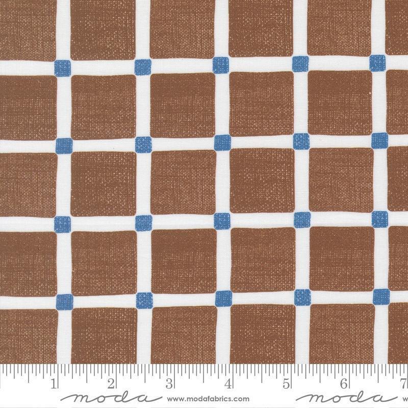 Image of the For My Boys Henry Checks Coco quilting cotton fabric by Amy Schelle for Moda Fabrics. Features grid on a brown background. Cute Little Fabric Shop.