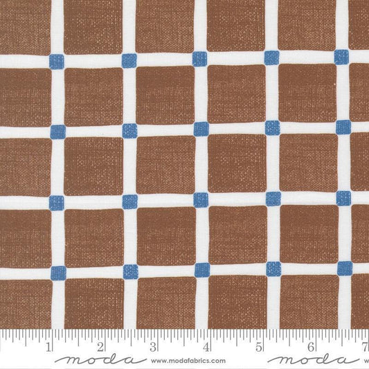 Image of the For My Boys Henry Checks Coco quilting cotton fabric by Amy Schelle for Moda Fabrics. Features grid on a brown background. Cute Little Fabric Shop.