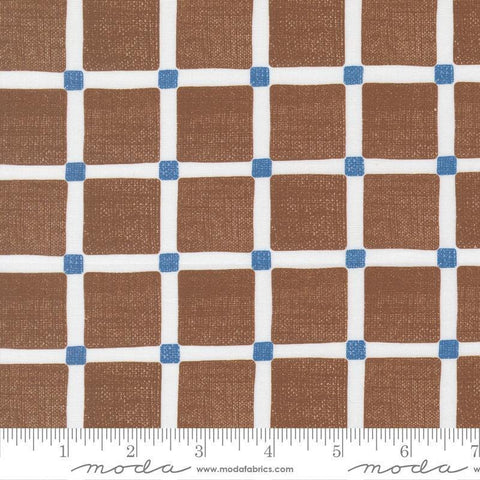 Image of the For My Boys Henry Checks Coco quilting cotton fabric by Amy Schelle for Moda Fabrics. Features grid on a brown background. Cute Little Fabric Shop.