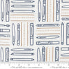 Image of the For My Boys Henry Utensils Cream quilting cotton fabric by Amy Schelle for Moda Fabrics. Features writing utensils on a white background. Cute Little Fabric Shop.