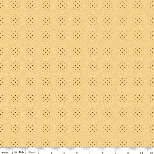 Image of the American Jane Pindots Gold quilting cotton fabric by American Jane for Riley Blake Designs. Features tiny dots on a yellow background. Cute Little Fabric Shop