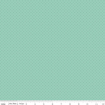 Image of the American Jane Pindots Mist quilting cotton fabric by American Jane for Riley Blake Designs. Features tiny dots on a green background. Cute Little Fabric Shop