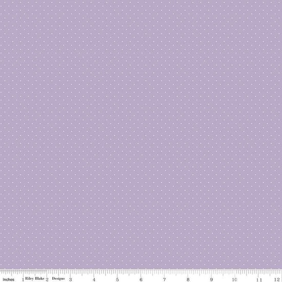 Image of the American Jane Pindots Lilac quilting cotton fabric by American Jane for Riley Blake Designs. Features tiny dots on a purple background. Cute Little Fabric Shop