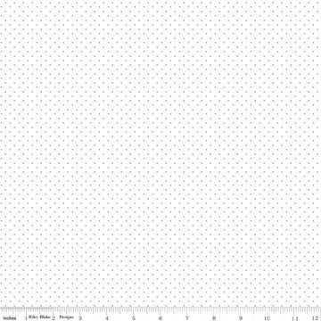 Image of the American Jane Pindots Red on White quilting cotton fabric by American Jane for Riley Blake Designs. Features tiny dots on a white background. Cute Little Fabric Shop