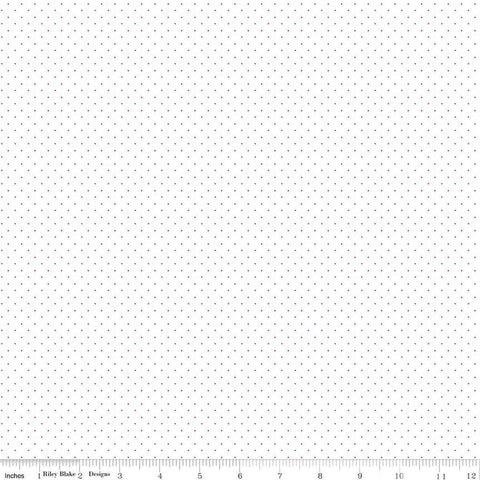 Image of the American Jane Pindots Red on White quilting cotton fabric by American Jane for Riley Blake Designs. Features tiny dots on a white background. Cute Little Fabric Shop