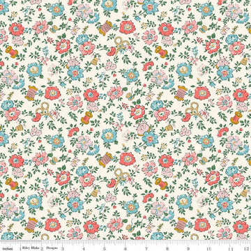 Fat Quarter End of Bolt - Tudor Celebration 01667443B Haberdashery Floral C - Riley Blake - Floral Flower - Liberty - Quilting Cotton Fabric
