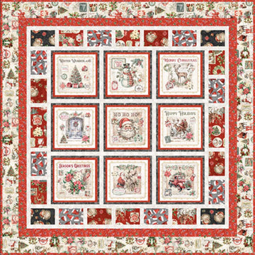 Holly Jolly Quilt Kit - QT Fabrics - Pattern Fabric - Chrismas Santa Holiday - Quilting Cotton Fabric