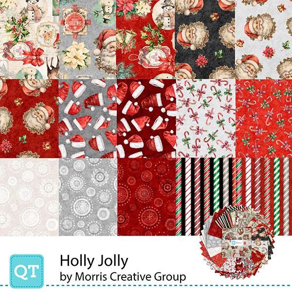 Holly Jolly Layer Cake 10" Stacker Bundle - QT Fabrics - 42 piece Precut Pre cut - Christmas Holiday Santa - Quilting Cotton Fabric