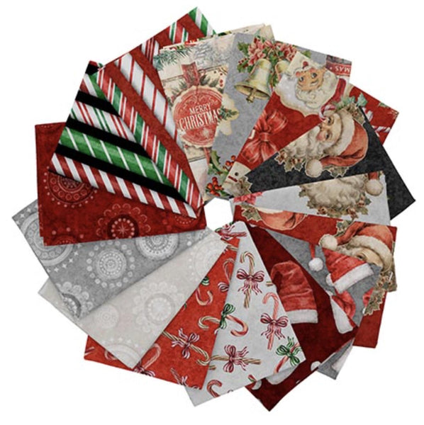 SALE Holly Jolly Fat Quarter Bundle 15 pieces - QT Fabrics - Pre cut Precut - Quilting Cotton Fabric