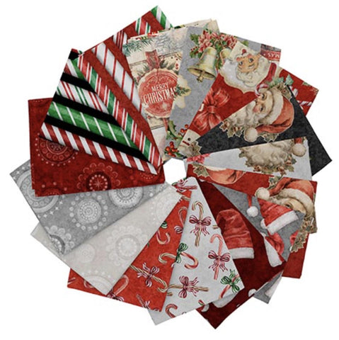 SALE Holly Jolly Fat Quarter Bundle 15 pieces - QT Fabrics - Pre cut Precut - Quilting Cotton Fabric