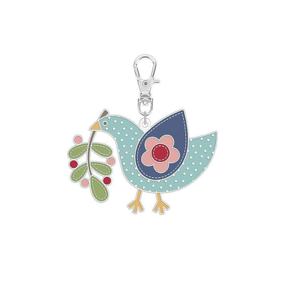 SALE Lori Holt Enamel Happy Charm Bluebird ST-43606 - Riley Blake Designs - Approximately 5.5 cm x 3.8 cm