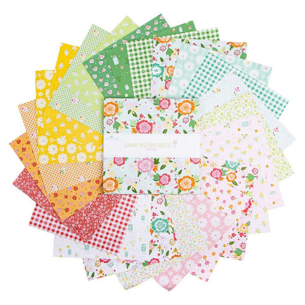 SALE Summer Skies and Fireflies Charm Layer Cake 10" Stacker Bundle - Riley Blake - 42 piece Precut Pre cut - Quilting Cotton Fabric