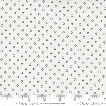 Image of the Nantucket Summer Dots Cream quilting cotton fabric by Camille Roskelley for Moda Fabrics. Features circles on an off-white background. Cute Little Fabric Shop