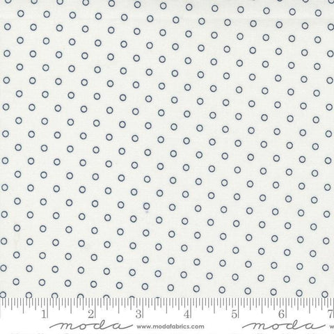 Image of the Nantucket Summer Dots Cream quilting cotton fabric by Camille Roskelley for Moda Fabrics. Features circles on an off-white background. Cute Little Fabric Shop