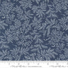 Image of the Nantucket Summer Dots Navy quilting cotton fabric by Camille Roskelley for Moda Fabrics. Features flowers on a blue background. Cute Little Fabric Shop