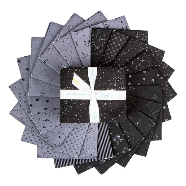 SALE Blackout Fat Quarter Bundle 21 pieces - Riley Blake Designs - Pre cut Precut - Grayscale Shapes - Quilting Cotton Fabric