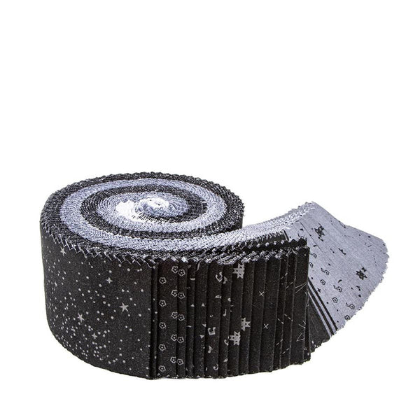 SALE Blackout 2.5 Inch Rolie Polie Jelly Roll 40 pieces - Riley Blake - Precut - Grayscale Shapes - Quilting Cotton Fabric