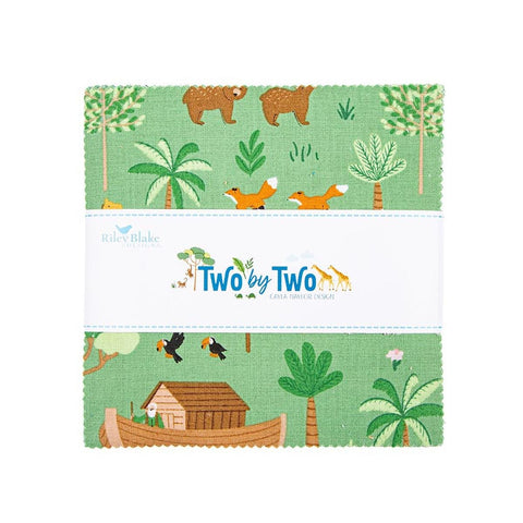 SALE Two by Two 5" Stacker Bundle - Riley Blake Designs - 42 piece Precut Pre cut - Animals Biblical - Quilting Cotton Fabric