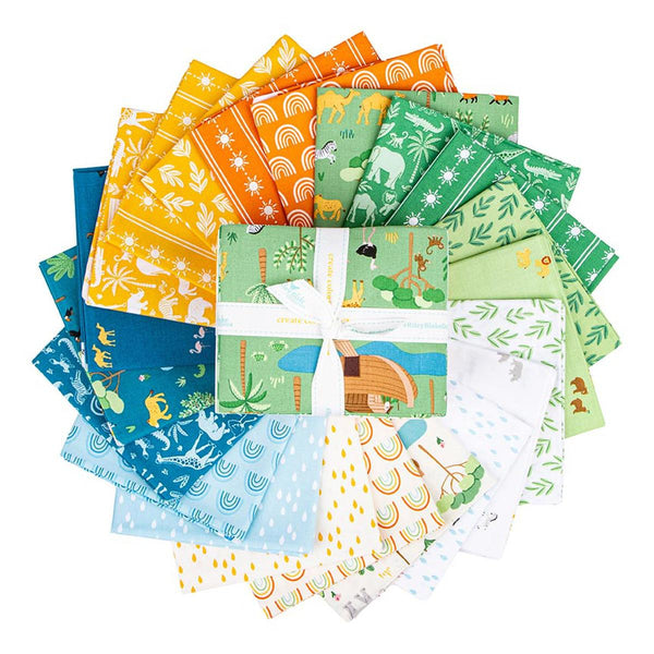 SALE Two by Two Fat Quarter Bundle 21 pieces - Riley Blake Designs - Pre cut Precut - Animals Biblical - Quilting Cotton Fabric