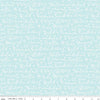 Image of the Winter Magic Winter Words Aqua quilting cotton fabric by Riley Blake Designs. Features words on a blue background. Cute Little Fabric Shop