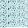 Image of the Winter Magic Floral Aqua quilting cotton fabric by Riley Blake Designs. Features flowers on a blue background. Cute Little Fabric Shop