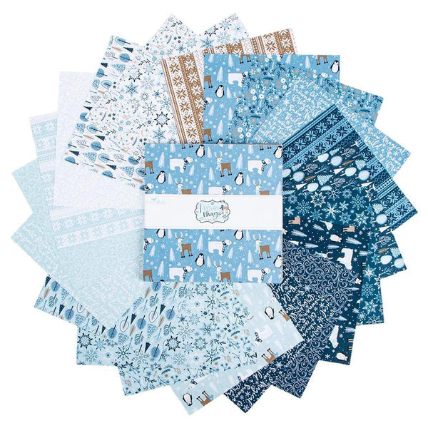 SALE Winter Magic Charm Layer Cake 10" Stacker Bundle - Riley Blake - 42 piece Precut Pre cut - Holiday Season - Quilting Cotton Fabric
