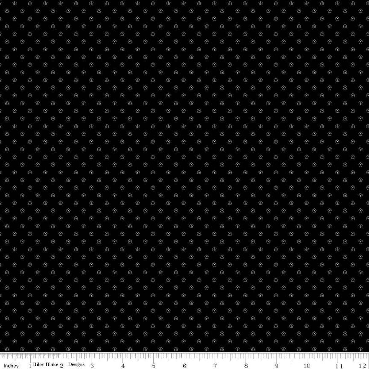 Image of Blackout Flower Black by The RBD Designers for Riley Blake Designs. Features flowers on a black background. Cute Little Fabric Shop