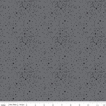 Image of Blackout Stars Gray by The RBD Designers for Riley Blake Designs. Features stars on a gray background. Cute Little Fabric Shop