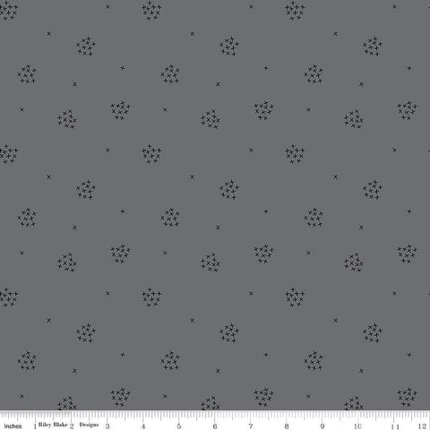 Image of Blackout X&#39;s Gray by The RBD Designers for Riley Blake Designs. Features crosses on a gray background. Cute Little Fabric Shop