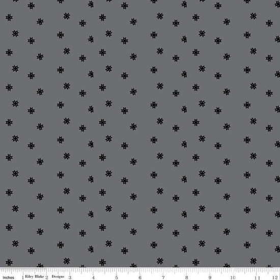 Image of Blackout Ohio Star Gray by The RBD Designers for Riley Blake Designs. Features stars on a gray background. Cute Little Fabric Shop
