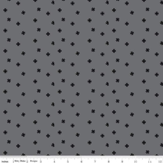 Image of Blackout Ohio Star Gray by The RBD Designers for Riley Blake Designs. Features stars on a gray background. Cute Little Fabric Shop